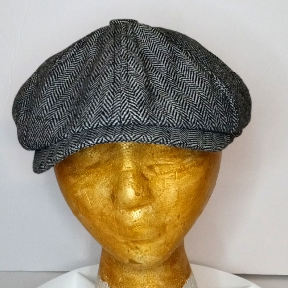 Unbranded Other - Newsboy Cap, Black White Herringbone print, 8 panel,  Pre-owned